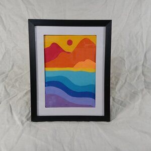 *NEW* Handmade Framed Boho Colorful Landscape 3D Art/ Artwork